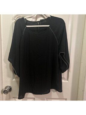 Worthington Black Flowy Short Sleeve  Woman's Blouse Size XL New With Tags